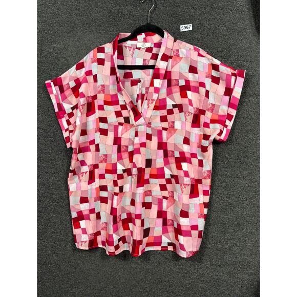 Entro V-Neck Short Sleeve Blouse Womens Size XL Berry Mix Casual - Picture 1 of 7